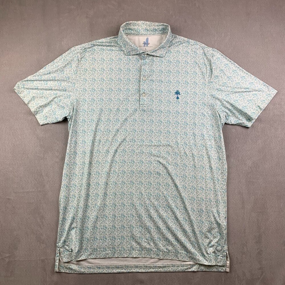 Johnnie-O Mens Shirt Large Malibu Blue Kilmer Polo Featherweight UPF50 Drinks